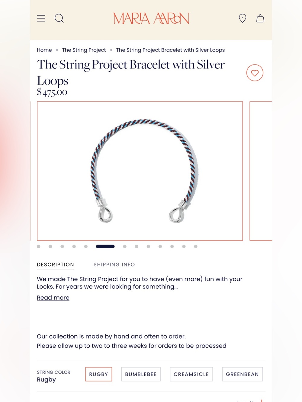 Marla Aaron The String Project Bracelet with Silver Loops — Rugby